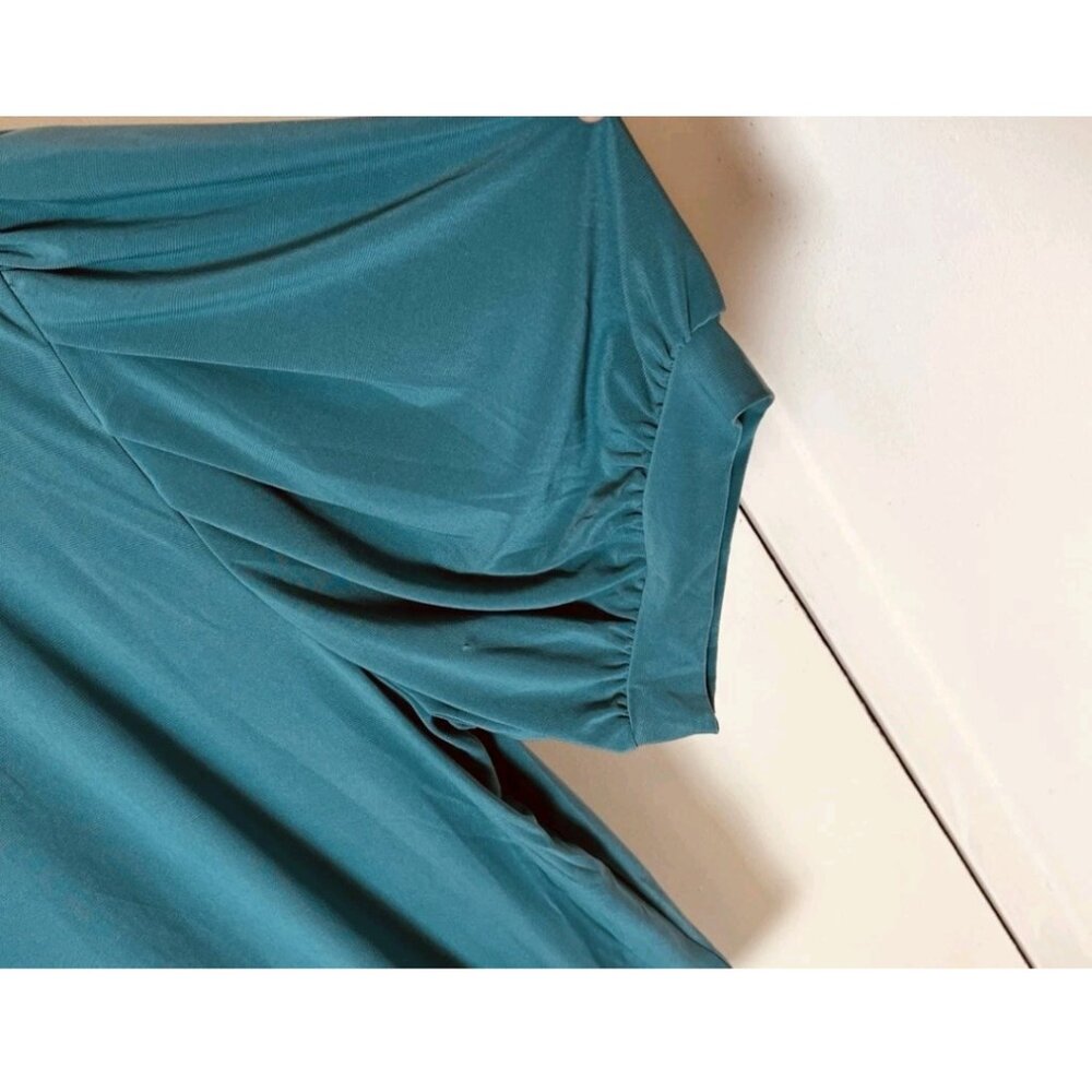 Carmen Marc Valvo Teal Balloon Sleeve Blouse Plus 3X NWT - Picture 4 of 11